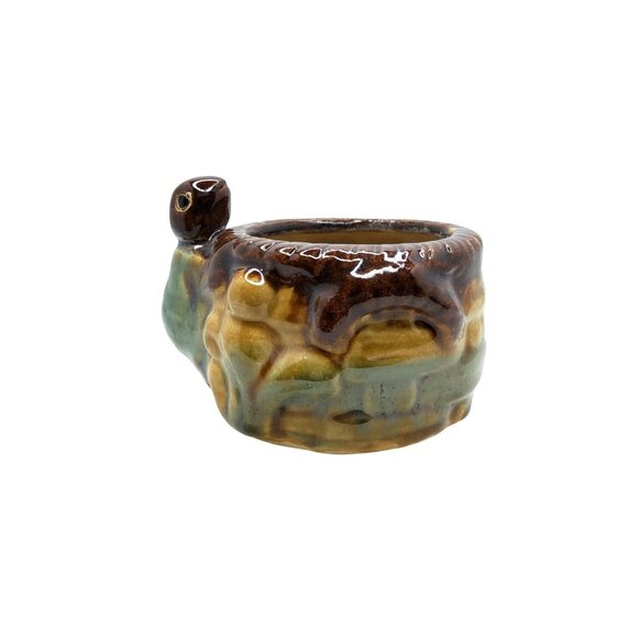 Vintage Hand Crafted Pottery Signed Majolica Glazed Turtle Planter - Picture 3 of 8